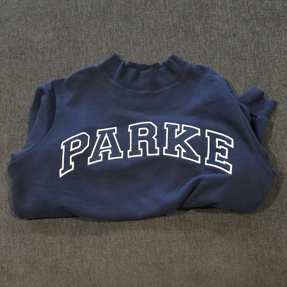 Parke RARE STAKT Navy Jean Parke Lettering L/XL Heritage Mockneck - Picture 4 of 8